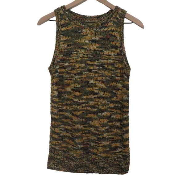 LOFT Womens Sz S Multicolor Knit Sleeveless Top Crew Neck Green Yellow Top - Picture 1 of 5
